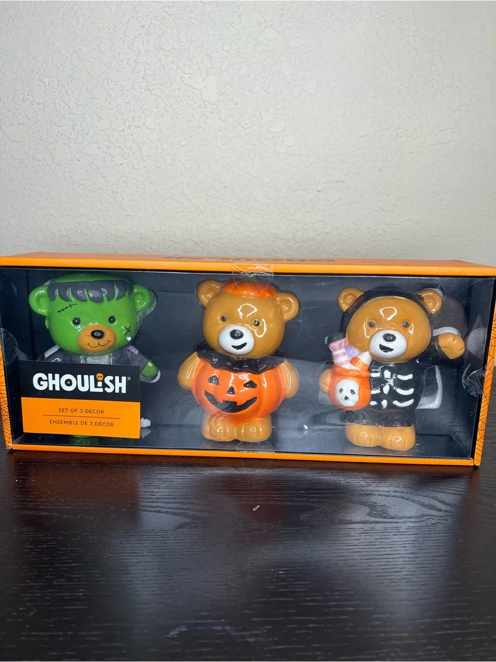 NEW Ghoulish Set of 3 Halloween Bears in Costumes Decor